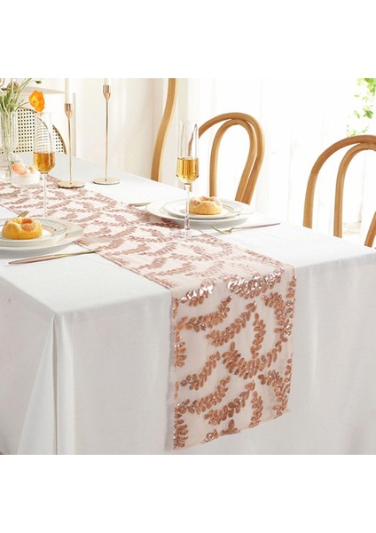 Glitter Masa Koşucular Isı Yalıtım Masa Örtüsü Tatil Yemeği Ziyafet 11.81X108.27 Inç Gül Altın (Yurt Dışından) fiyatları