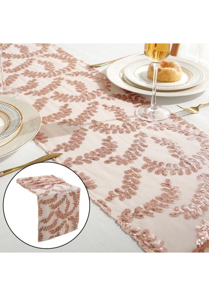 Glitter Masa Koşucular Isı Yalıtım Masa Örtüsü Tatil Yemeği Ziyafet 11.81X108.27 Inç Gül Altın (Yurt Dışından) modelleri