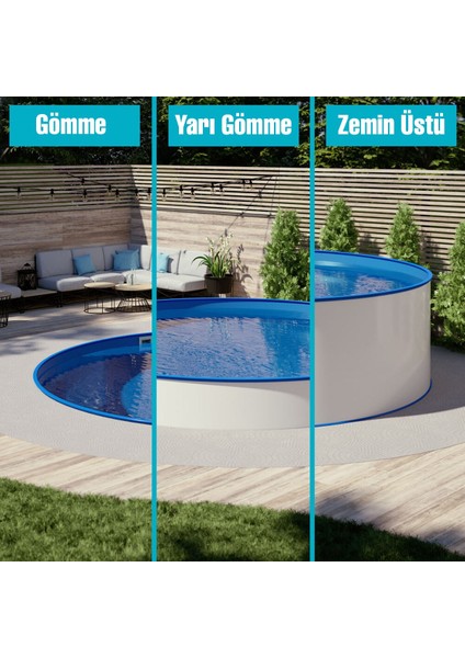 Sermed Havuz Yüzme Havuzu Bora Silver Set Yarı Gömme Tip 2.5 Metre H:60 cm