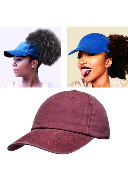 At Kuyruğu Beyzbol Şapkası Kadın Dağınık Yüksek Topuz Tenis Şapka Ayarlanabilir Snapback Bordo modelleri