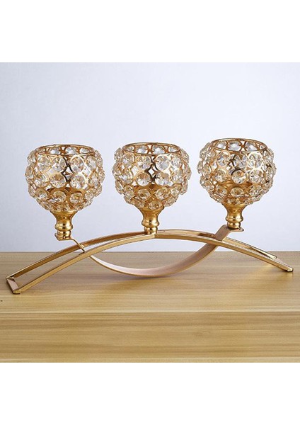 3 Kristal Mumluklar Şamdan Şamdan Düğün Masa Centerpieces Altın (Yurt Dışından)