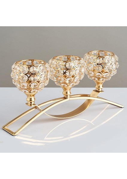 3 Kristal Mumluklar Şamdan Şamdan Düğün Masa Centerpieces Altın (Yurt Dışından)