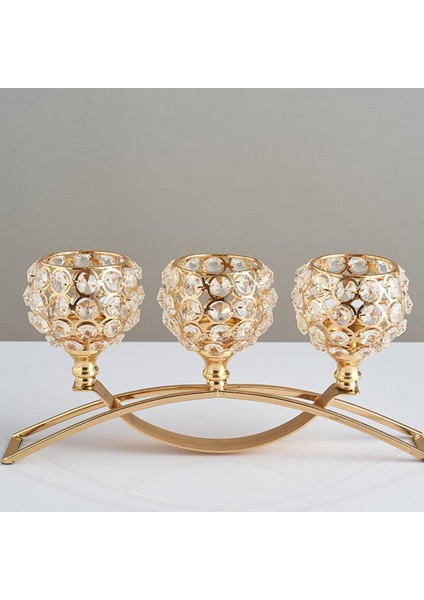 3 Kristal Mumluklar Şamdan Şamdan Düğün Masa Centerpieces Altın (Yurt Dışından)