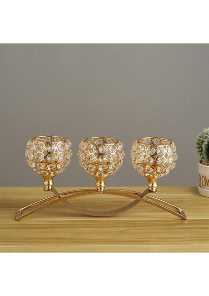 3 Kristal Mumluklar Şamdan Şamdan Düğün Masa Centerpieces Altın (Yurt Dışından)