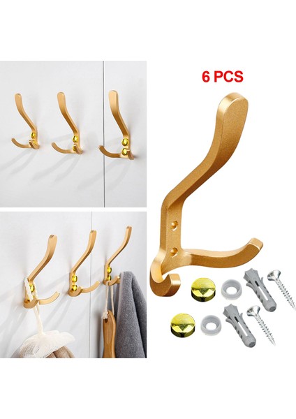 6 Parça Çifte Robe Kanca Duvara Monte Yardımcı Kanca Ceket Hat Key Altın modelleri