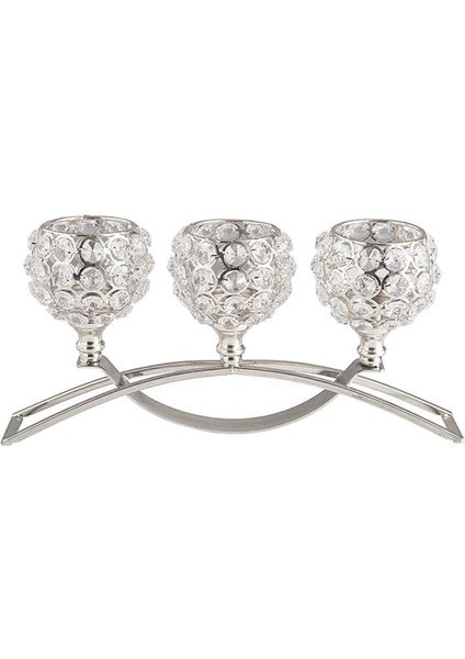 Kristal Mumluk 3 Arms Candelabra Düğün Masa Süs Gümüş (Yurt Dışından)