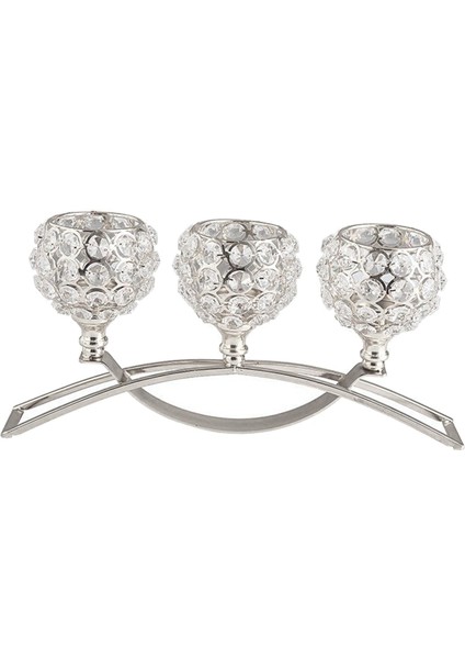 Kristal Mumluk 3 Arms Candelabra Düğün Masa Süs Gümüş (Yurt Dışından) fiyatları