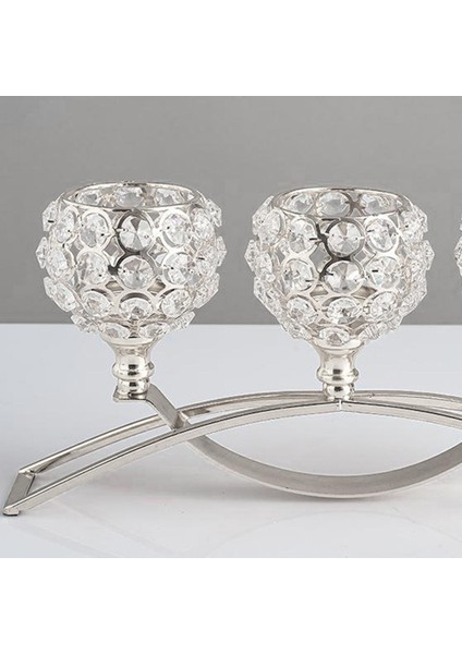 Kristal Mumluk 3 Arms Candelabra Düğün Masa Süs Gümüş (Yurt Dışından) indirimleri