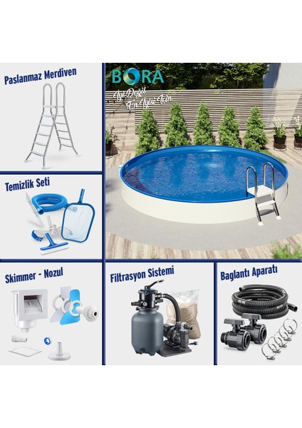 Yüzme Havuzu Bora Silver Set Yarı Gömme Tip 4 Metre H:60 cm