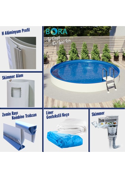 Yüzme Havuzu Bora Silver Set Yarı Gömme Tip 4 Metre H:60 cm