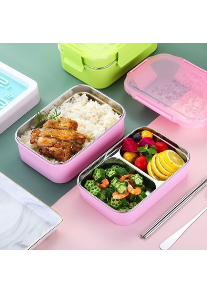 Bilu Store 1000 ml. Lunchbox Paslanmaz Çelik Çift Katmanlı Bölmeli Öğle Yemeği Kutusu (Yurt Dışından)