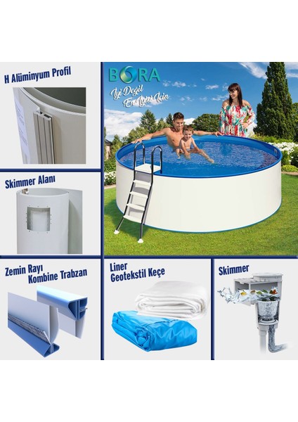 Yüzme Havuzu Bora Silver Set Zemin Üstü 2.5 Metre H:60 cm fırsatları