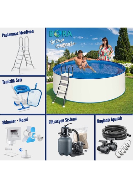 Yüzme Havuzu Bora Silver Set Zemin Üstü 3 Metre H:60 cm modelleri