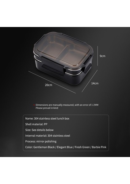1000 ml. Lunchbox Paslanmaz Çelik Çift Katmanlı Bölmeli Öğle Yemeği Kutusu (Yurt Dışından)
