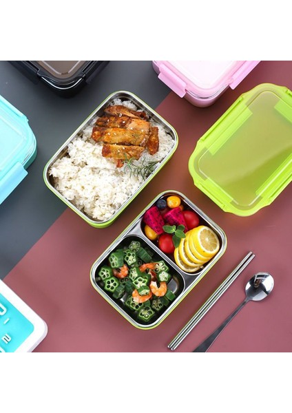 1000 ml. Lunchbox Paslanmaz Çelik Çift Katmanlı Bölmeli Öğle Yemeği Kutusu (Yurt Dışından)