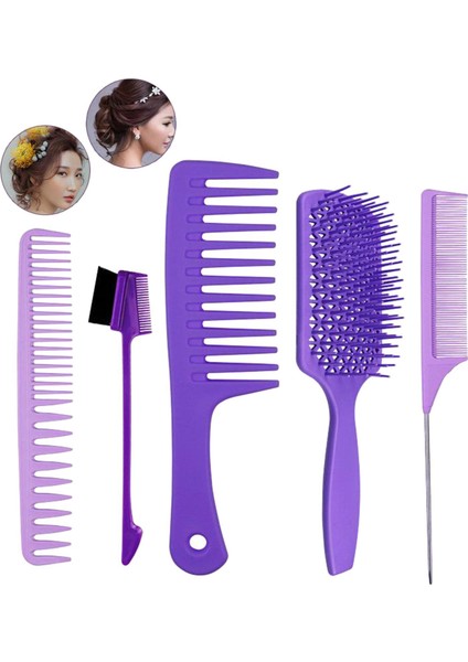 5pcs Saç Tarağı Stil Berber Saç Stilist Aksesuarları Kadın Erkekler Için Saç Fırçası (Yurt Dışından)