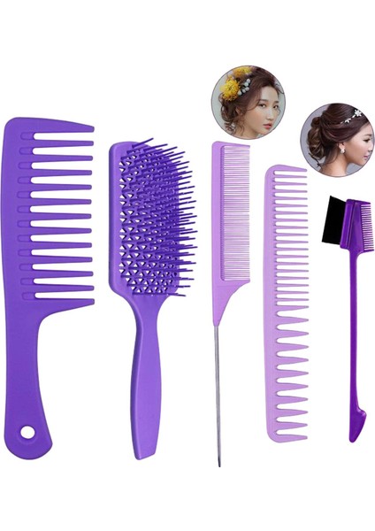 5pcs Saç Tarağı Stil Berber Saç Stilist Aksesuarları Kadın Erkekler Için Saç Fırçası (Yurt Dışından)
