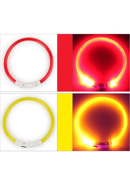 Ayarlanabilir USB Şarj Pet Köpek Tasması LED Gece Yanıp Sönen Aydınlık (Yurt Dışından)