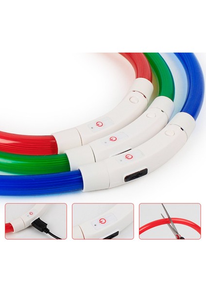 Ayarlanabilir USB Şarj Pet Köpek Tasması LED Gece Yanıp Sönen Aydınlık (Yurt Dışından)