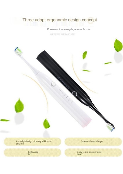 Sonic Elektrikli Diş Fırçası Akıllı USB Şarj Edilebilir 5 Modlu Seyahat Ipx7 Hızlı Şarjlı Diş Fırçası, 2 Fırça Başlı (Yurt Dışından)