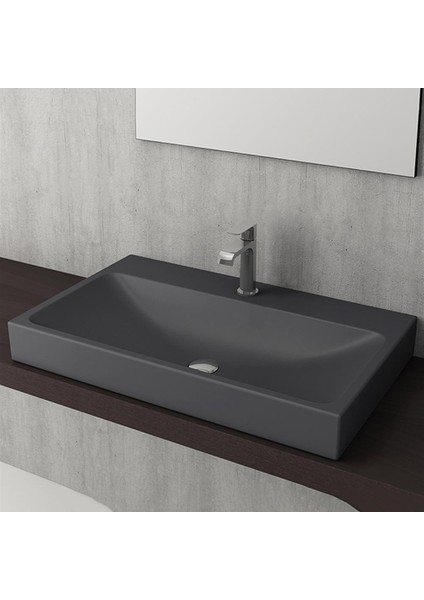 Bocchi Scala Tezgah Üstü Lavabo 80 cm Mat Antrasit 1078-020-0126