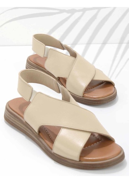 Bej Leather Kadın Sandalet K059061314