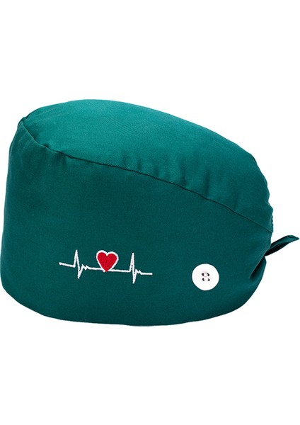 Pamuk Baskı Çalışma Scrub Cap Bouffant At Kuyruğu Şapka Kafa Kapak Yeşil indirimleri
