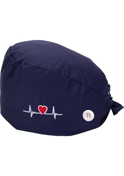 Pamuk Baskı Çalışma Scrub Bouffant At Kuyruğu Şapka Kafa Kapak Koyu Mavi fiyatları