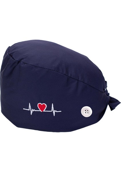 Pamuk Baskı Çalışma Scrub Bouffant At Kuyruğu Şapka Kafa Kapak Koyu Mavi fırsatları