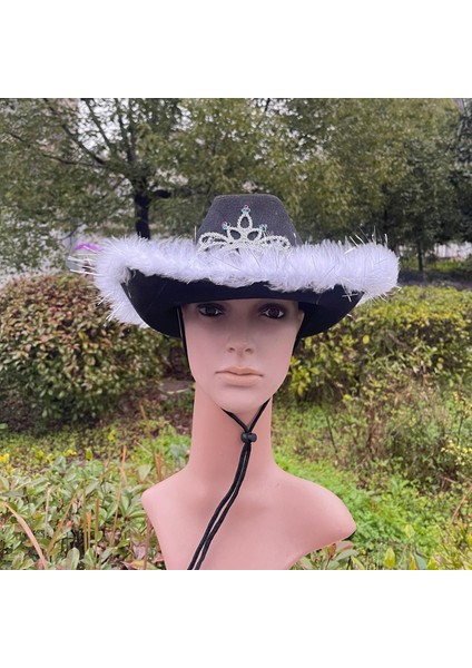 2 Paket Tüy Kovboy Şapkaları Vahşi Batı Cowgirl Şapka Kadınlar Için Bayanlar Kızlar Için indirimleri