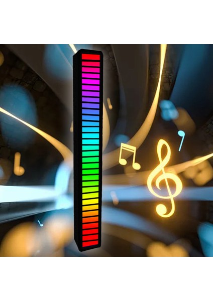 USB 32 LED Rgb Araba Atmosfer Işık Şerit Çubuk Müzik Kontrol Ritim Lamba Siyah