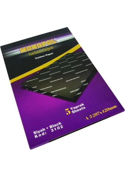 Karbon Kağıdı A3 5 Adet 1 Paket Monopol Karbon Kağıdı Renk Seçeneği A-3 5 Adet 1 Paket