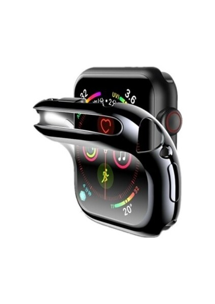 Apple Watch Uyumlu Seri 6-Se (40 Mm) Siyah Önü Kapalı Yumuşak Silikon Koruyucu