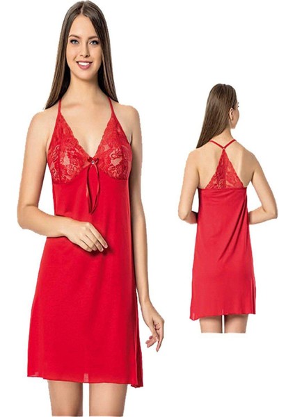 6334 Ip Askı Dantelli Takım Gecelik