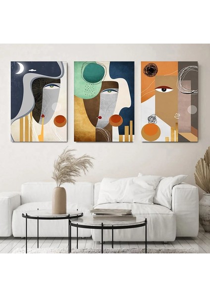 Modern Sanat Geometrik Ahşap Mdf Vintage Poster 3'lü