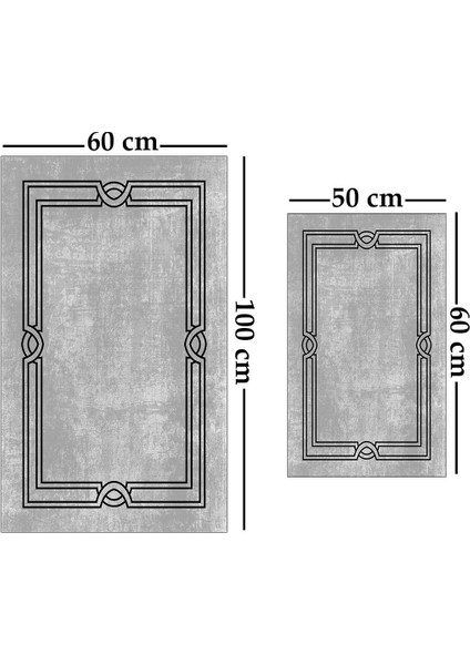 2'li Yıkanabilir Antibakteriyel Kaymaz Tabanlı Banyo Takımı 50X60CM - 60X100CM