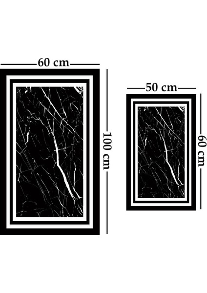 2'li Yıkanabilir Antibakteriyel Kaymaz Tabanlı Banyo Takımı 50X60CM - 60X100CM