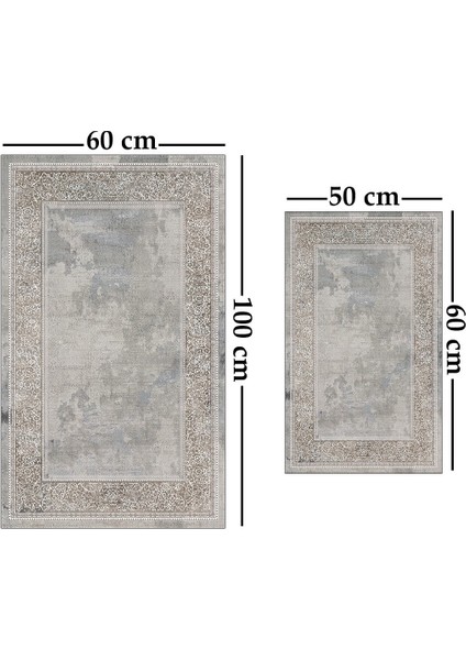 2'li Yıkanabilir Antibakteriyel Kaymaz Tabanlı Banyo Takımı 50X60CM - 60X100CM