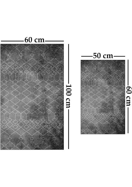 2'li Yıkanabilir Antibakteriyel Kaymaz Tabanlı Banyo Takımı 50X60CM - 60X100CM