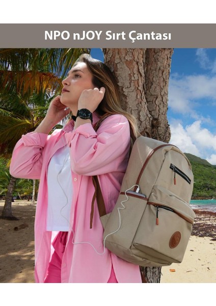 nJoy16" Unisex Notebook & Günlük Sırt Çantası-Açık Haki (NJ01AH) modelleri