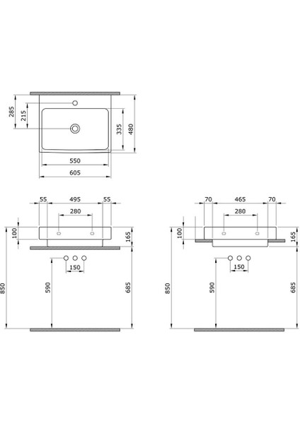 Bocchi Scala Tezgah Üstü Lavabo 60 cm Mat Buz Mavi 1077-029-0126