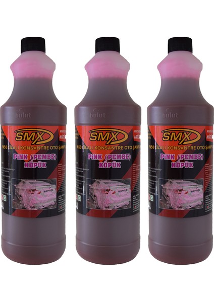 3 Adet Smx %50 Cilalı Pink Oto Şampuanı 1 Lt