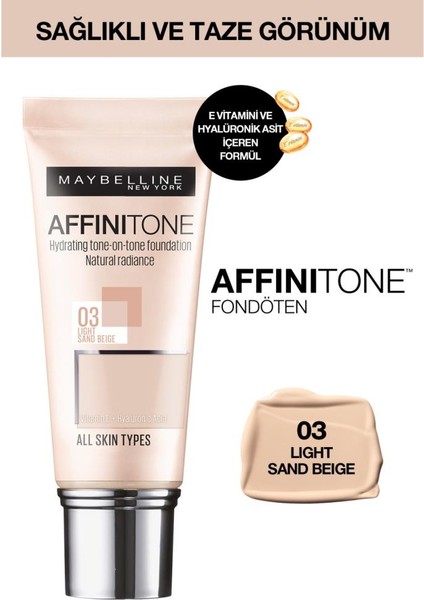 New York Affinitone Fondöten, 03 Light Sandbeige + Instant Anti Age Eraser Kapatıcı - 01 Light