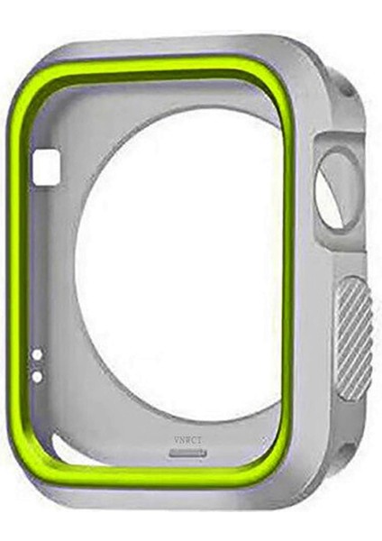 Apple Watch Uyumlu 7 45MM Armor Silikon Kılıf - Gri-Yeşil KN06