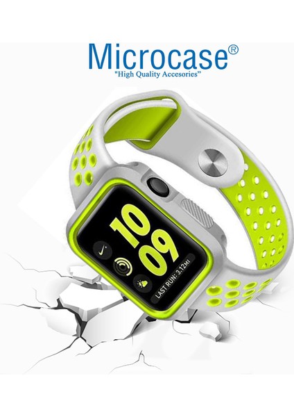 Apple Watch Uyumlu 7 45MM Armor Silikon Kılıf - Gri-Yeşil KN06 modelleri