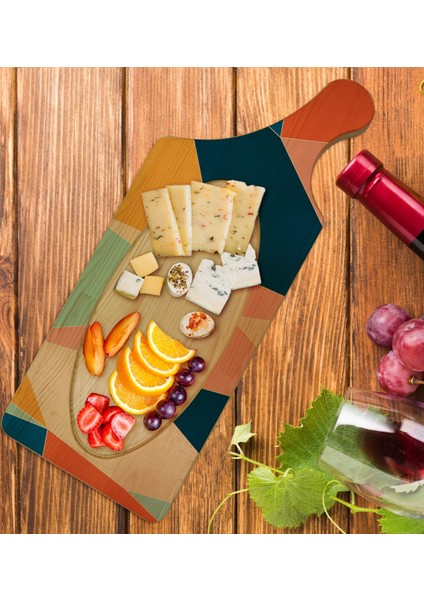 Gift Modern Art Tasarımlı Dikdörtgen Şeklinde Doğal Ahşap Servis ve Sunum Tabağı Model 8 fiyatları