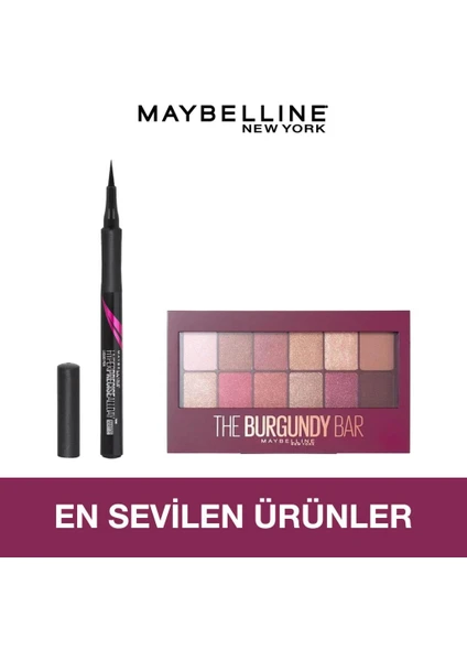 L'Oréal Paris New York The Burgundy Bar Far Paleti + Hyper Precise All Day Eyeliner, 701 Matte Onyx, Mat Siyah