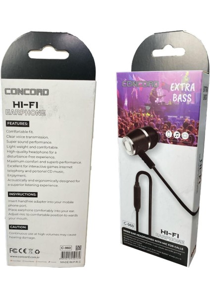 ( Siyah - Beyaz ) Mikrofonlu Kulaklık Concord C-960