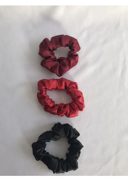 Pratik Dikisco Kadın 3^lü Saç Saten Scrunchie Lastikli Simit Toka Seti