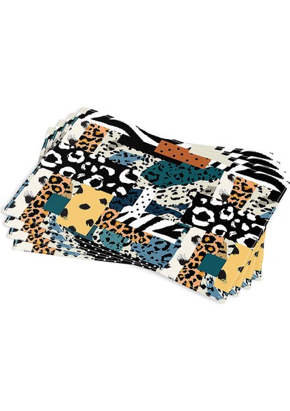 Kahverengi Mavi Modern Leopar Desenli Dijital Baskı Amerikan Servisi 4'lü Set CGH354-AS
